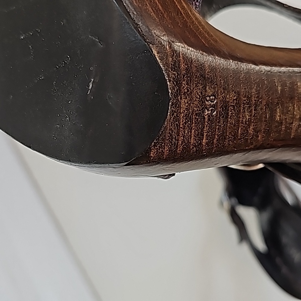 Y2K Yves Saint Laurent  Vintage Wood  heel sandals in dark brown color - Picture 8 of 9